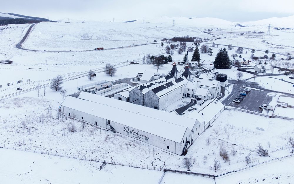 Aerial View Of Snow Covered Landscape In The High Altitude Drumochter Pass At Dalwhinnie